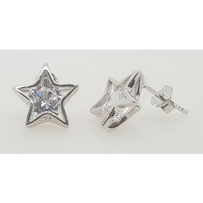 Sterling Silver Zirconia star stud earrings