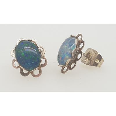 Sterling Silver Opal stud earrings
