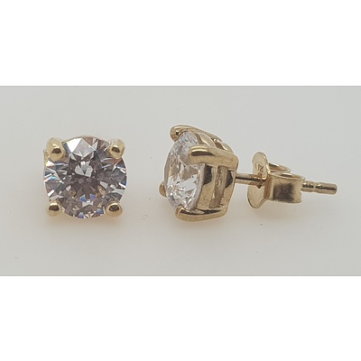 Sterling Silver Gold Plated Sapphire stud earrings