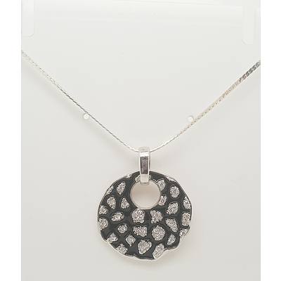 Sterling Silver Diamond and enamel pendant on chain