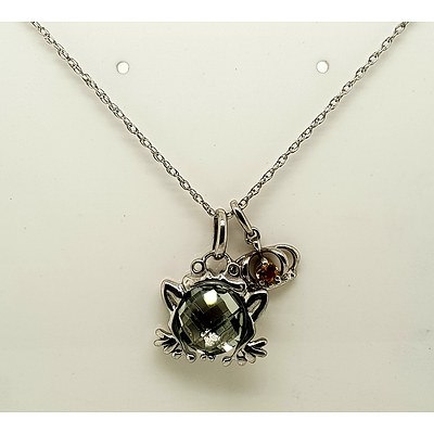 Sterling Silver Citrine and Zirconia "Frog Prince" pendant on chain