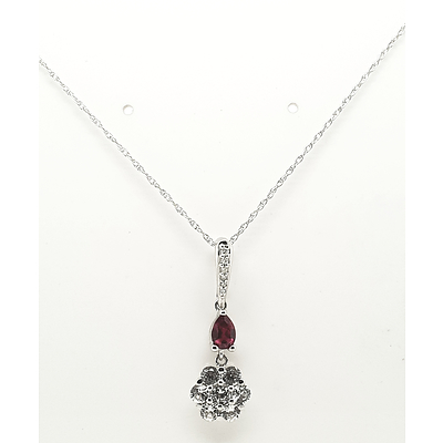 Sterling Silver Sapphire and Ruby pendant on chain