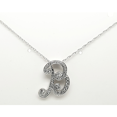Sterling Silver Sapphire B pendant on chain