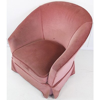 Pink Fabric Upholstered Armchair