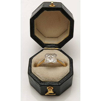 Vintage Art Deco style Diamond Ring-Gold & Platinum
