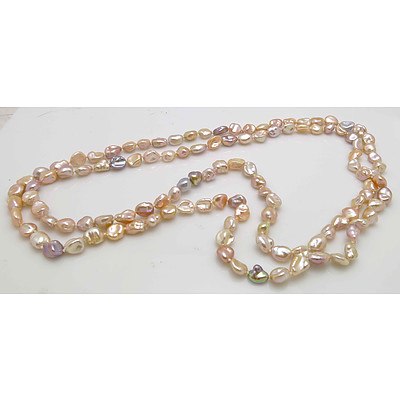 Triple length strand of Keshi Pearls