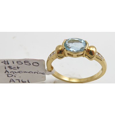 18ct Gold Aquamarine & Diamond Ring