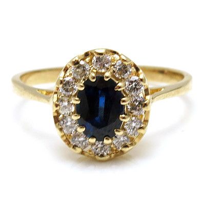 14ct Gold Sapphire & Diamond Ring