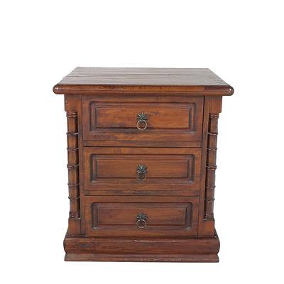 Colonial Style Solid Wood Bedside Table with Drawers