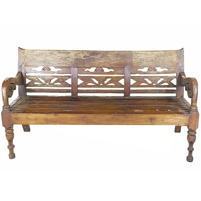 Dutch East Indies Colonial Style Bench Late 20th Century