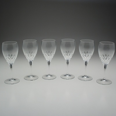 Six J.G Durand Cut Crystal Wine Glasses