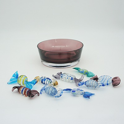 Villeroy & Boch Purple Table Bowl and Assorted Glass Lollies