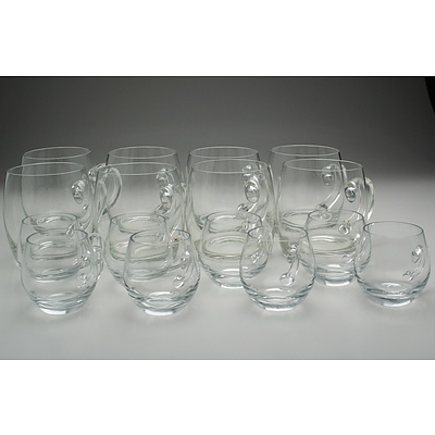 Assortment of Cut Crystal and Molded Glass Glasses and Mugs Including Galway and J.G Durand
