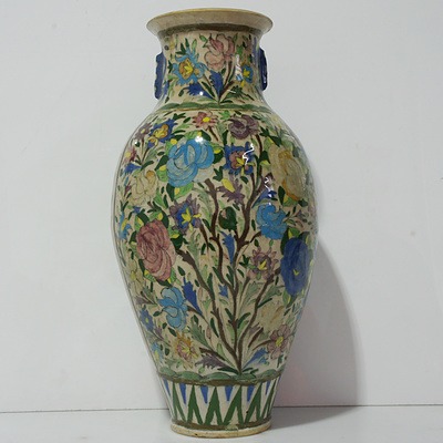 Large Persian Polychromed Glazed Amphora Late 20th Century