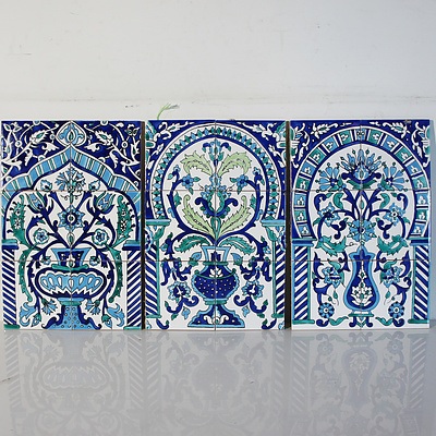Mounted Persian Iznik Style Tile Panel