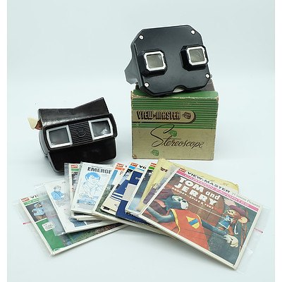 Two Viewmaster Stereoscopes with Various Slides