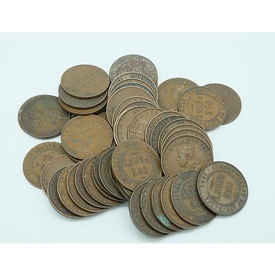 Fifty Three Commonwealth of Australian George V Pennies