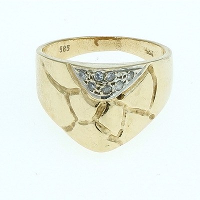 14ct Yellow Gold Dress Ring With Colourless Gems