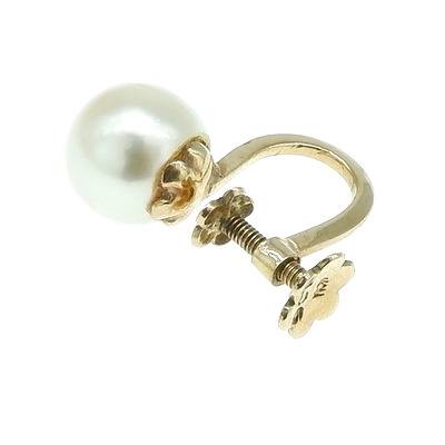 9ct Yellow Gold Single Screw on Earring with Round Cultured Pearl