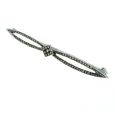 Sterling Silver and Marquite Bar Brooch