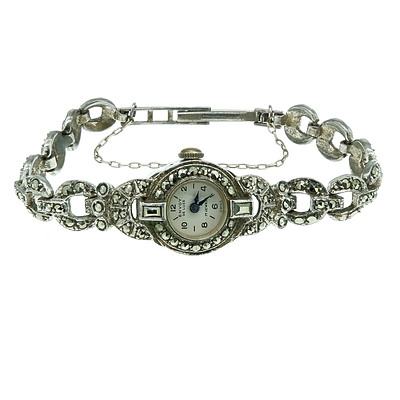 Ladies Swiss Envoy Deluxe Silver and Marquzite Wrist Watch