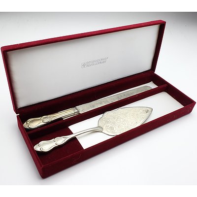 Group of Silver Plate and Silver Cake Server and Knife Set from International Silver Company and Kenson