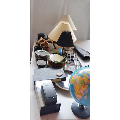 A Very Large Collection of Homewares Including Books, Lamps, Glasswares, Rugs and more