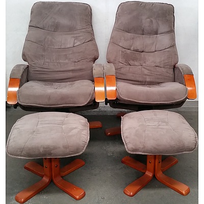 Swivel Recliner Armchairs - Lot of Two