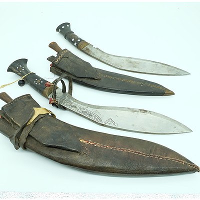 Two Nepalese Gurkha Kukri Knives