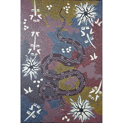 Clifford Possum Tjapaltjarri (c1932-2002) Snake Dreaming, Acrylic on Canvas