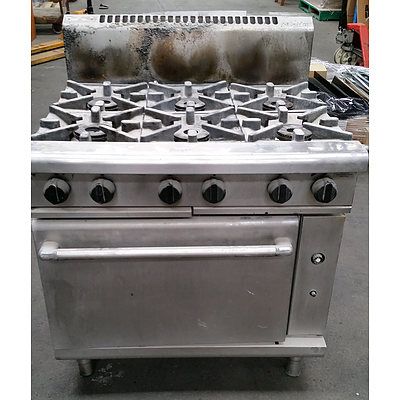 Moffatt Stainless Steel Natural Gas 6 Burner Griddle & Oven