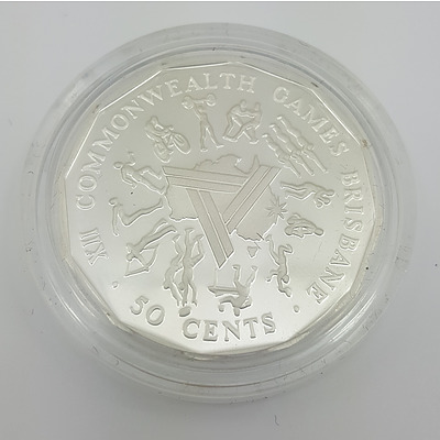 1989 Masterpieces in Silver 1982 Commonwealth Games Gem Uncirculated Coin