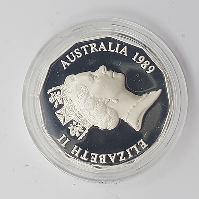 1989 Sterling Silver Masterpieces in Silver Gem Uncirculated Fifty Cent Coin - Commonwealth Games