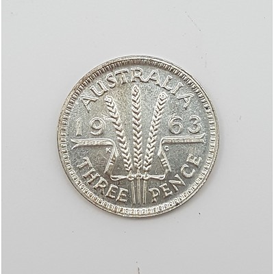 1963 Australian Threepence in Brilliant Uncirculated Condition