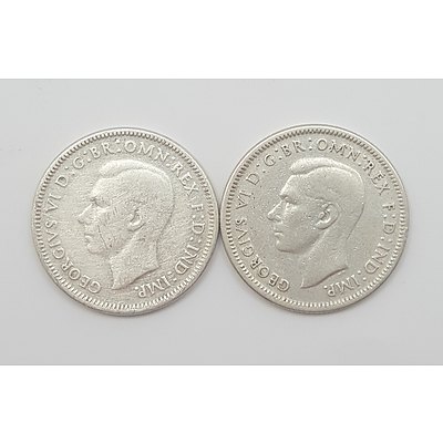 Both 1946 Australian Shillings - More Common 1946 Shilling with the Scarce Dot Before S 1946 Shilling