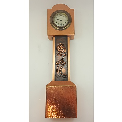 Arts and Crafts Style Copper Mantle Clock