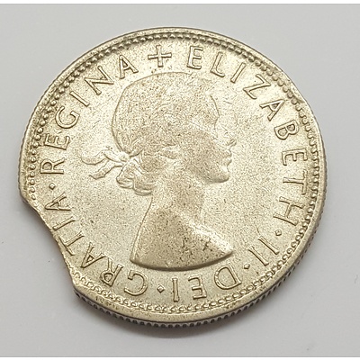 Error Coin - 1953 Australian Florin Clipped Planchet
