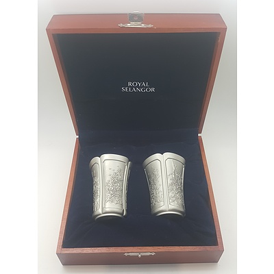 Cased Pair of Royal Selangor Pewter Goblets / Beakers