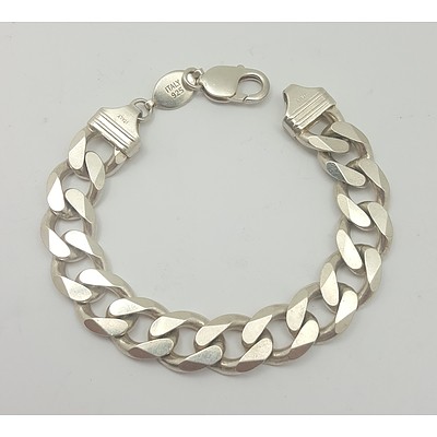 Angus and Coote Sterling Silver Flat Curb Link Chunky Bracelet