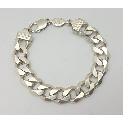 Angus and Coote Sterling Silver Flat Curb Link Chunky Bracelet
