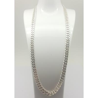 Sterling Silver Heavy Curb Link Necklace Approx 119g