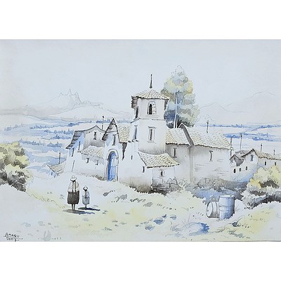 Amaru Chilean Scene Watercolour on Paper