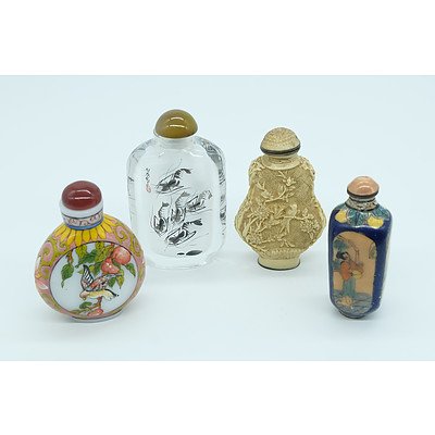 Four Chinese Snuff Bottles Late 20th Century