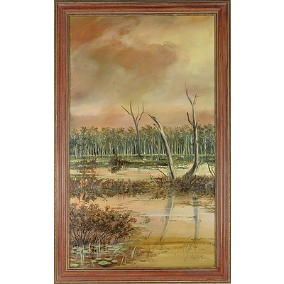 GRIFFITH, Pamela (b.1943) Bushfire, Western Australia Oil on Canvas