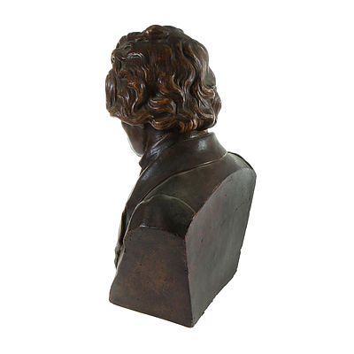 Bust of Beethoven. Painted plaster