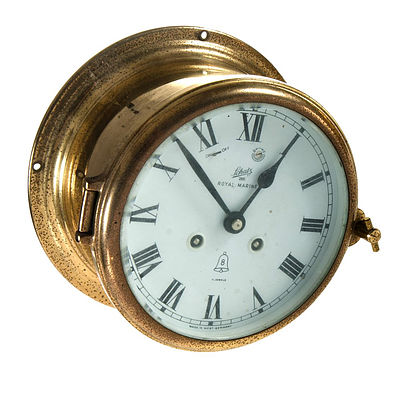 Matching Schatz Ships Clock & Barometer. Brass cased bell strike clock. Barometer incorporates thermometer. Unserviced, running & striking 