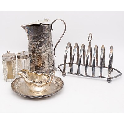 Silver Plate 3/4 Pint Kettle, Toast Rack, Cut Crystal and Silver Plate Salt & Pepper Shakers and More