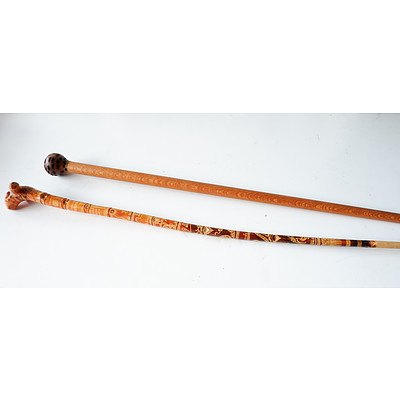Banksia Knob Handle Walking Stick and Lao Cane Walking Stick