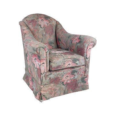 Floral Fabric Upholstered Armchair