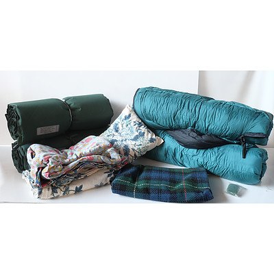 Group of Camping Equipment Including Two Self Inflating Sleeping Pads